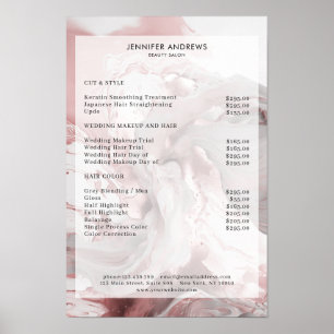 Affiche de liste de prix du Salon de paillettes de