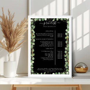 Affiche de liste de prix du salon de verdure
