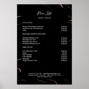 Affiche de liste de prix en marbre moderne noir ro