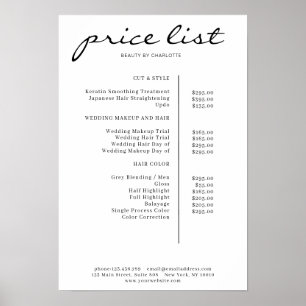 Affiche de liste de prix simple moderne