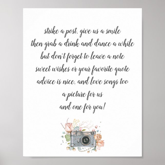 Affiche de livre d'or de cabine photo de mariage (Devant)