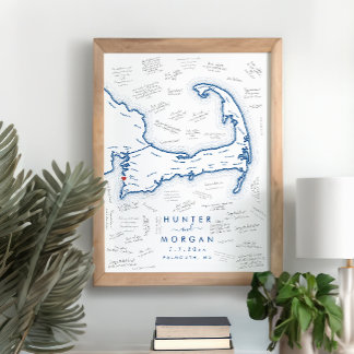 Affiche de livre d'or moderne bleu pour mariage à