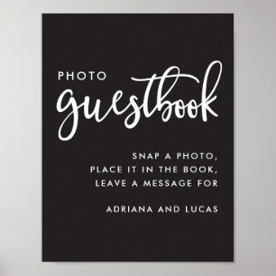Affiche de livre d'or photo de mariage à écriture 