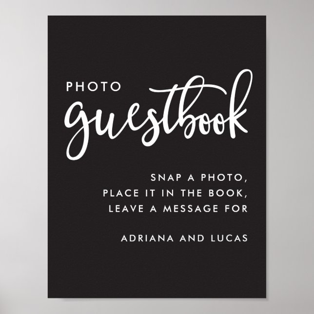 Affiche de livre d'or photo de mariage à écriture  (Devant)