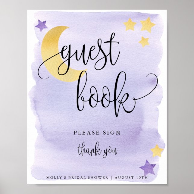 Affiche de livre d'or pour Baby Shower Purple Over (Devant)