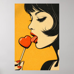 Affiche de Lollipop Cœur dans le Style Pop Art, Ré
