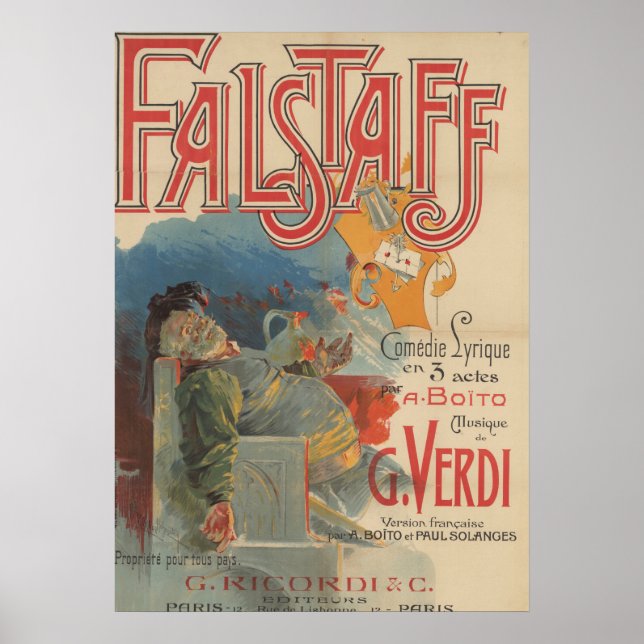 Affiche de l'opéra Falstaff (Paris première 1894) (Devant)