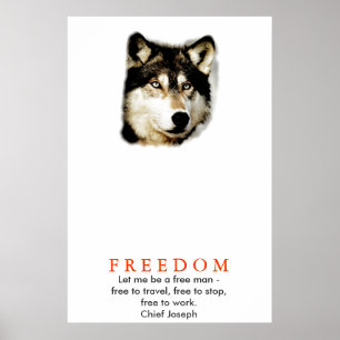 Affiche de loup motivationnel de liberté originale