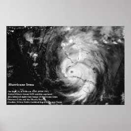Affiche de l'ouragan Irma sur les images satellite