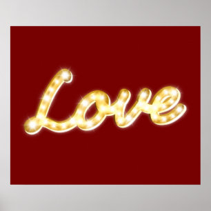Affiche de love avec lumières de marquise vintage 
