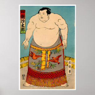 Affiche de lutteur de sumo japonais Asashio