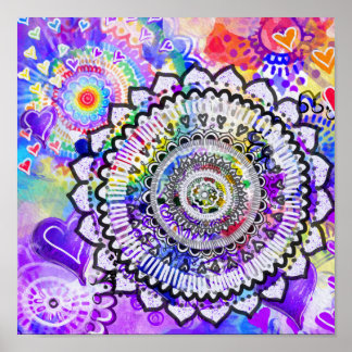 Affiche de mandala arc-en-ciel