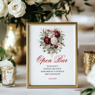 Affiche de mariage à bar ouvert Burgundy Blush bot