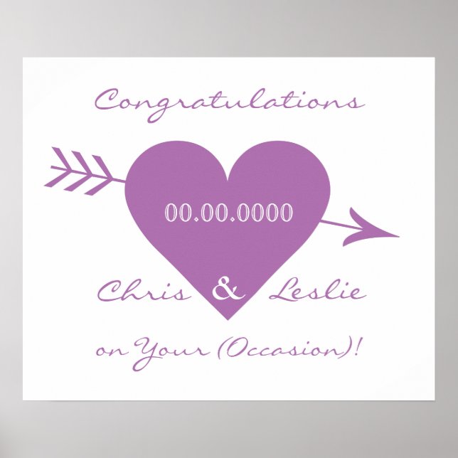 Affiche de mariage/anniversaire personnalisée Vale (Devant)