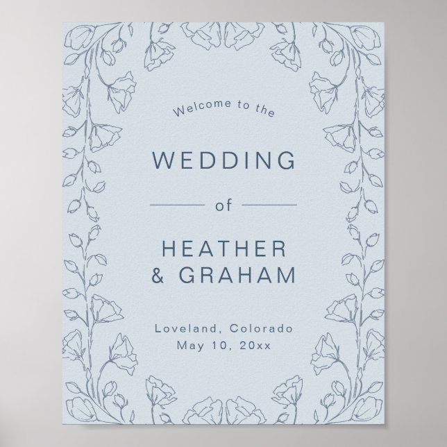 Affiche de mariage bleu poussiéreux (Devant)