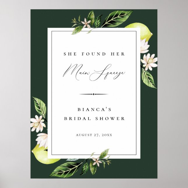 Affiche de mariage Botanical Lemons Main Squeeze (Devant)