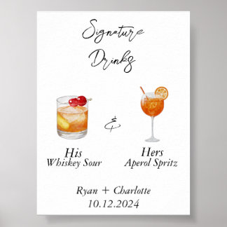 Affiche de mariage - Cocktails signature de lui et