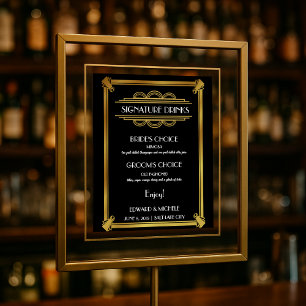 Affiche de mariage du bar à cocktails signature Ar