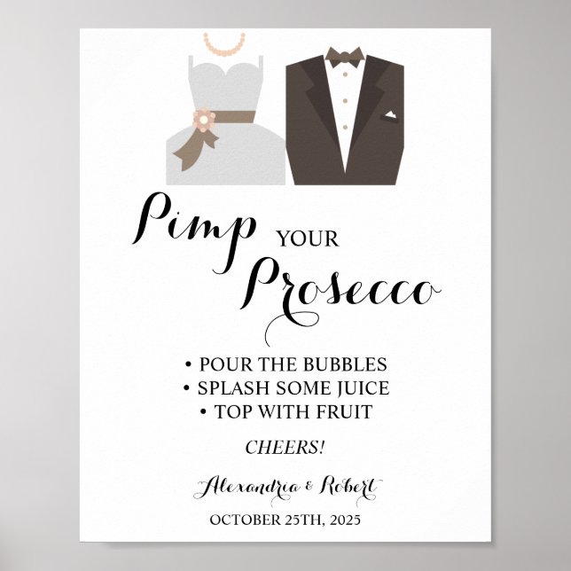 Affiche de mariage Pimp your Prosecco Mariée & Mar (Devant)