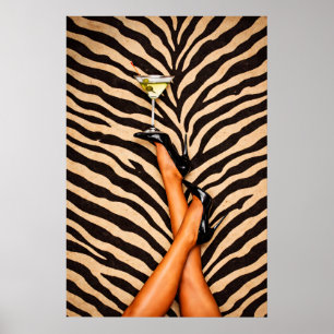 Affiche de Martini Zèbre, Art de Mur de Mode Glamo