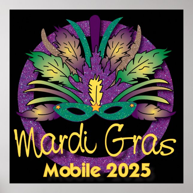 Affiche de masque de Mardi Gras - 2025 - Mobile (Devant)
