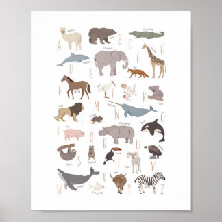 Affiche de maternelle Montessori Alphabet Animal