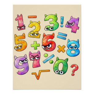 Affiche de maths de nombres drôles pour les enfant