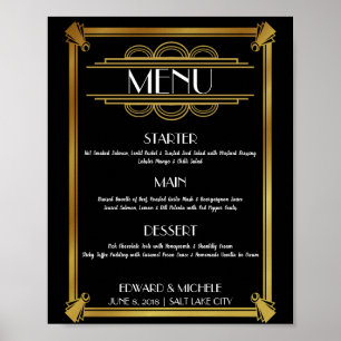 affiche de menu Art Déco