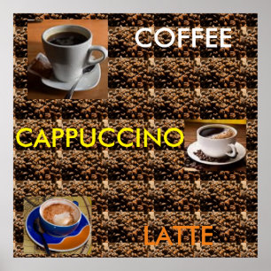 AFFICHE DE MENU CAPPUCCINO LATTE CAFE