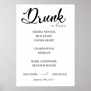 Affiche de menu de bar de cocktail de mariage mini