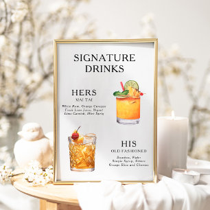 Affiche de menu de cocktail de mariage Boissons Si