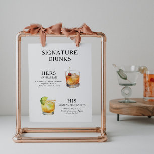 Affiche de menu de cocktail de mariage Boissons Si
