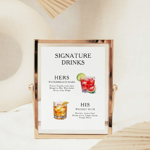 Affiche de menu de cocktail de mariage Boissons Si