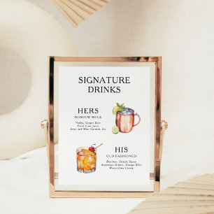 Affiche de menu de cocktail de mariage Boissons Si