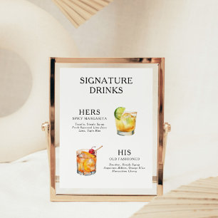 Affiche de menu de cocktail de mariage Boissons Si