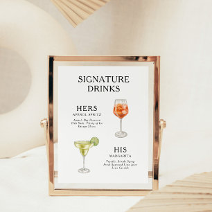 Affiche de menu de cocktail de mariage Boissons Si