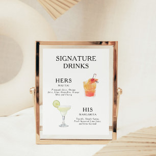 Affiche de menu de cocktail de mariage Boissons Si