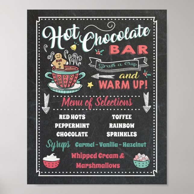 Affiche de menu de la barre de chocolat chaud pour (Devant)