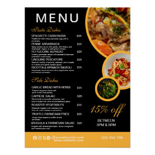 Affiche de menu de restaurant modifiable