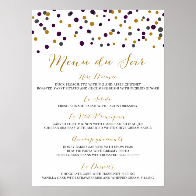 Affiche de menu personnalisée (Devant)