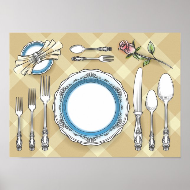 Affiche de mise en place de table de restaurant (Devant)
