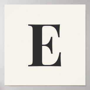 Affiche de monogramme minimaliste   Initiale grise