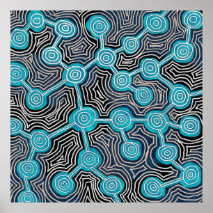 Affiche de motif abstrait d'art moderne Blue Lifel