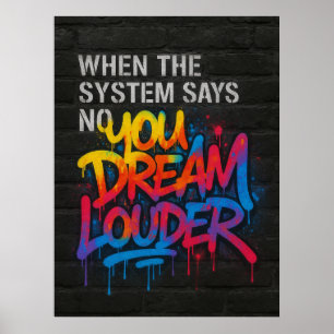 Affiche de motivation de style graffiti « Rêve plu