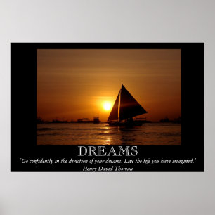 Affiche de motivation de voilier de coucher du