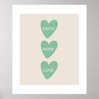 Affiche de motivation Foi Espoir Amour Cœurs
