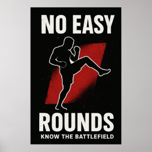 Affiche de motivation MMA Sans Rounds Faciles