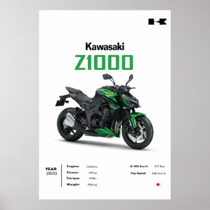 Affiche de moto Kawasaki Z1000 – Sport Bike Wall