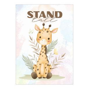 Affiche de mur de nurserie de girafe encourageante