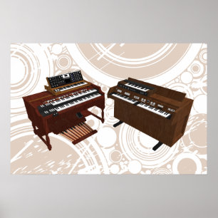 Affiche de musique : Claviers vintages : modèle 3D